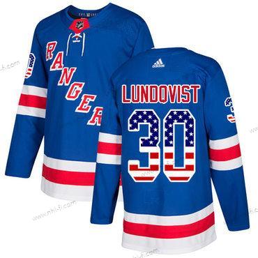 Adidas New York Rangers #30 Henrik Lundqvist Royal Sininen Kotiottelu Aito USA Flag Ommeltu NHL Paita – Miesten