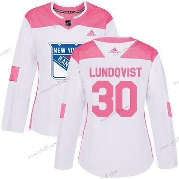 Adidas New York Rangers #30 Henrik Lundqvist Valkoinen Pinkki Aito Ommeltu NHL Paita – Naisten