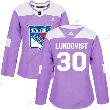 Adidas New York Rangers #30 Henrik Lundqvist Violetti Aito Taistelee syöpää vastaan Ommeltu NHL Paita – Naisten