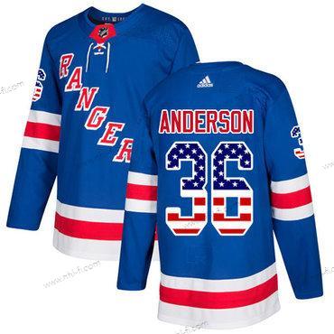 Adidas New York Rangers #36 Glenn Anderson Royal Sininen Kotiottelu Aito USA Flag Ommeltu NHL Paita – Miesten