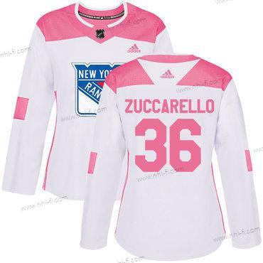 Adidas New York Rangers #36 Mats Zuccarello Valkoinen Pinkki Aito Ommeltu NHL Paita – Naisten