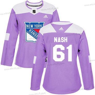 Adidas New York Rangers #61 Rick Nash Violetti Aito Taistelee syöpää vastaan Ommeltu NHL Paita – Naisten