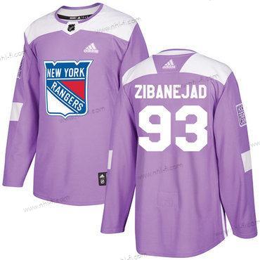 Adidas New York Rangers #93 Mika Zibanejad Violetti Aito Taistelee syöpää vastaan Ommeltu NHL Paita – Miesten