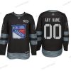 Adidas New York Rangers Räätälöidyt Musta 1917-2017 100th Vuosipäivä Ommeltu NHL Paita