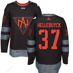 Adidas North Amerikka Jääkiekko #37 Connor Hellebuyck Musta 2016 World Cup Of Jääkiekko Ommeltu WCH Game Paita – Miesten