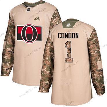 Adidas Ottawa Senators #1 Mike Condon Maastokuvio Aito 2017 Veterans Day Ommeltu NHL Paita – Miesten