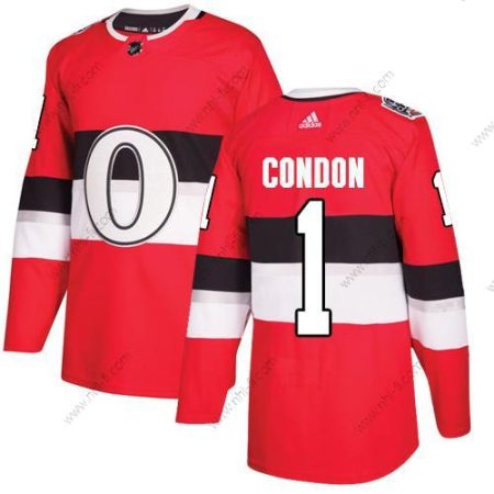 Adidas Ottawa Senators #1 Mike Condon Punainen Aito 1917-2017 100th Klassinen Ommeltu NHL Paita – Miesten