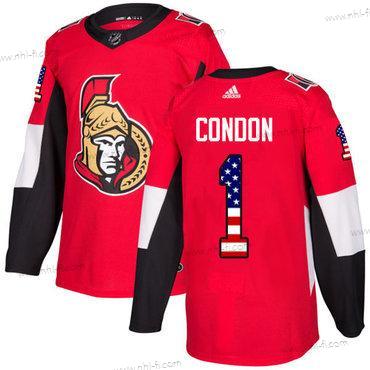 Adidas Ottawa Senators #1 Mike Condon Punainen Kotiottelu Aito USA Flag Ommeltu NHL Paita – Miesten