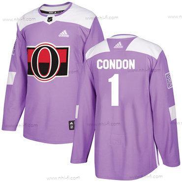 Adidas Ottawa Senators #1 Mike Condon Violetti Aito Taistelee syöpää vastaan Ommeltu NHL Paita – Miesten