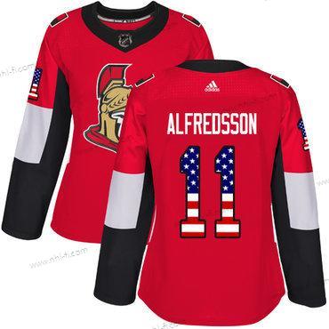 Adidas Ottawa Senators #11 Daniel Alfredsson Punainen Kotiottelu Aito USA Flag Ommeltu NHL Paita – Naisten