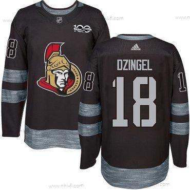 Adidas Ottawa Senators #18 Ryan Dzingel Musta 1917-2017 100th Vuosipäivä Ommeltu NHL Paita – Miesten