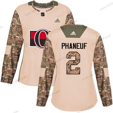 Adidas Ottawa Senators #2 Dion Phaneuf Maastokuvio Aito 2017 Veterans Day Ommeltu NHL Paita – Naisten