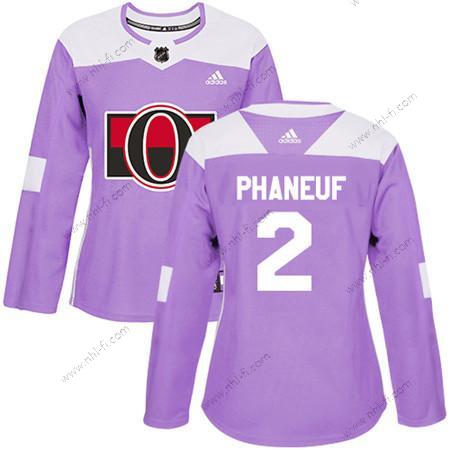 Adidas Ottawa Senators #2 Dion Phaneuf Violetti Aito Taistelee syöpää vastaan Ommeltu NHL Paita – Naisten