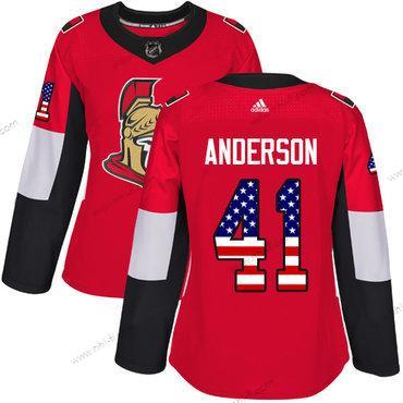 Adidas Ottawa Senators #41 Craig Anderson Punainen Kotiottelu Aito USA Flag Ommeltu NHL Paita – Naisten