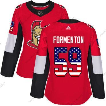 Adidas Ottawa Senators #59 Alex Formenton Punainen Aito USA Flag NHL Paita – Naisten