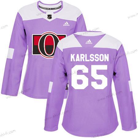 Adidas Ottawa Senators #65 Erik Karlsson Violetti Aito Taistelee syöpää vastaan Ommeltu NHL Paita – Naisten