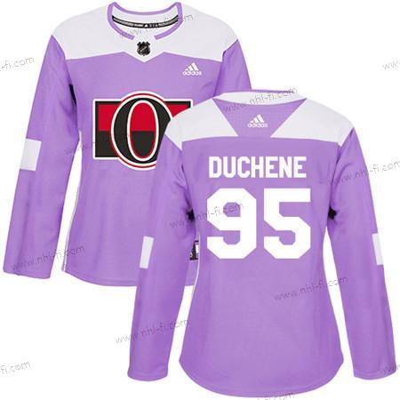 Adidas Ottawa Senators #95 Matt Duchene Violetti Aito Taistelee syöpää vastaan Ommeltu NHL Paita – Naisten