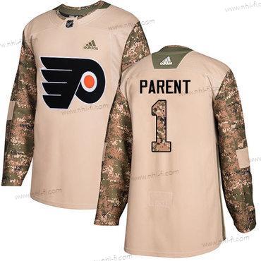 Adidas Philadelphia Flyers #1 Bernie Parent Maastokuvio Aito 2017 Veterans Day Ommeltu NHL Paita – Miesten