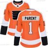 Adidas Philadelphia Flyers #1 Bernie Parent Oranssi Kotiottelu Aito Ommeltu NHL Paita – Naisten