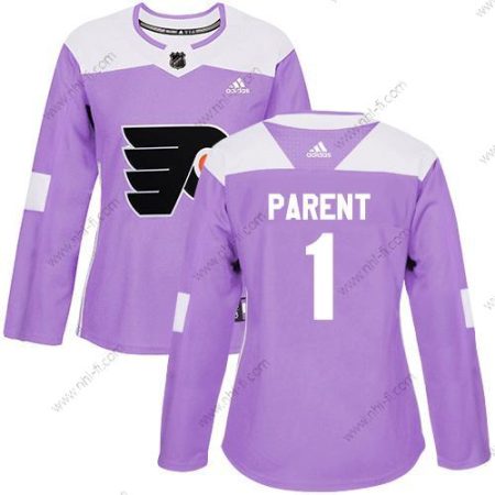 Adidas Philadelphia Flyers #1 Bernie Parent Violetti Aito Taistelee syöpää vastaan Ommeltu NHL Paita – Naisten