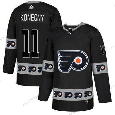 Adidas Philadelphia Flyers #11 Travis Konecny Musta Maajoukkue Logos Paita – Miesten