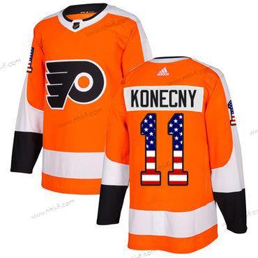 Adidas Philadelphia Flyers #11 Travis Konecny Oranssi Kotiottelu Aito USA Flag Ommeltu NHL Paita – Miesten