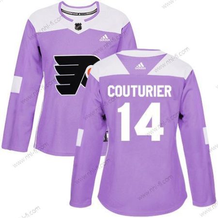 Adidas Philadelphia Flyers #14 Sean Couturier Violetti Aito Taistelee syöpää vastaan Ommeltu NHL Paita – Naisten