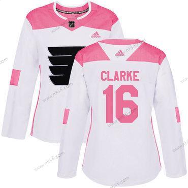 Adidas Philadelphia Flyers #16 Bobby Clarke Valkoinen Pinkki Aito Ommeltu NHL Paita – Naisten