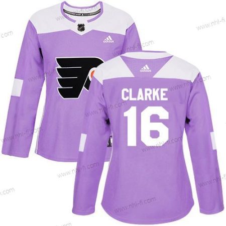 Adidas Philadelphia Flyers #16 Bobby Clarke Violetti Aito Taistelee syöpää vastaan Ommeltu NHL Paita – Naisten