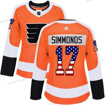 Adidas Philadelphia Flyers #17 Wayne Simmonds Oranssi Kotiottelu Aito USA Flag Ommeltu NHL Paita – Naisten