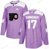 Adidas Philadelphia Flyers #17 Wayne Simmonds Violetti Aito Taistelee syöpää vastaan Ommeltu NHL Paita – Miesten