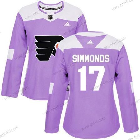 Adidas Philadelphia Flyers #17 Wayne Simmonds Violetti Aito Taistelee syöpää vastaan Ommeltu NHL Paita – Naisten