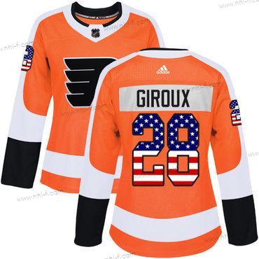 Adidas Philadelphia Flyers #28 Claude Giroux Oranssi Kotiottelu Aito USA Flag Ommeltu NHL Paita – Naisten