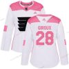 Adidas Philadelphia Flyers #28 Claude Giroux Valkoinen Pinkki Aito Ommeltu NHL Paita – Naisten