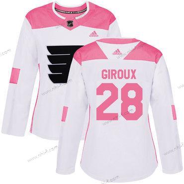 Adidas Philadelphia Flyers #28 Claude Giroux Valkoinen Pinkki Aito Ommeltu NHL Paita – Naisten