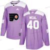 Adidas Philadelphia Flyers #40 Jordan Weal Violetti Aito Taistelee syöpää vastaan Ommeltu NHL Paita – Miesten