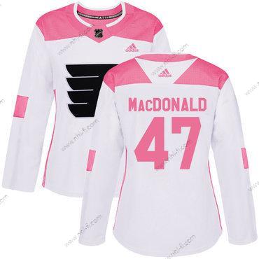 Adidas Philadelphia Flyers #47 Andrew Macdonald Valkoinen Pinkki Aito Ommeltu NHL Paita – Naisten