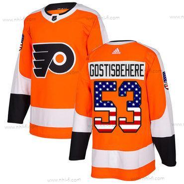 Adidas Philadelphia Flyers #53 Shayne Gostisbehere Oranssi Kotiottelu Aito USA Flag Ommeltu NHL Paita – Miesten