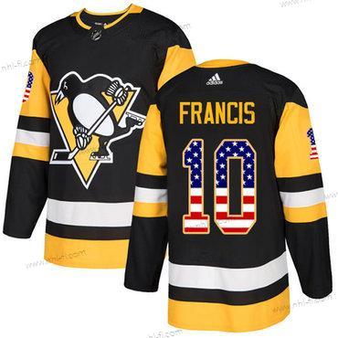 Adidas Pittsburgh Penguins #10 Ron Francis Musta Kotiottelu Aito USA Flag Ommeltu NHL Paita – Miesten