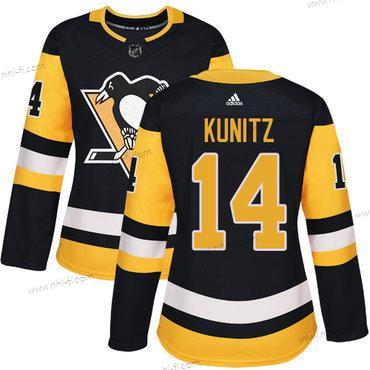 Adidas Pittsburgh Penguins #14 Chris Kunitz Musta Kotiottelu Aito Ommeltu NHL Paita – Naisten