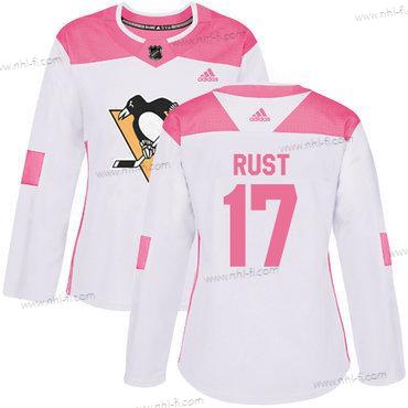 Adidas Pittsburgh Penguins #17 Bryan Rust Valkoinen Pinkki Aito Ommeltu NHL Paita – Naisten