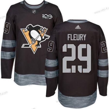 Adidas Pittsburgh Penguins #29 Marc-Andre Fleury Musta 100th Vuosipäivä Ommeltu NHL 2017 Jääkiekko Paita – Miesten