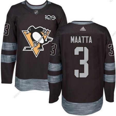 Adidas Pittsburgh Penguins #3 Olli Maatta Musta 100th Vuosipäivä Ommeltu NHL 2017 Jääkiekko Paita – Miesten