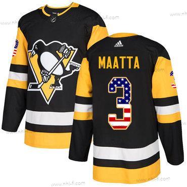 Adidas Pittsburgh Penguins #3 Olli Maatta Musta Kotiottelu Aito USA Flag Ommeltu NHL Paita – Miesten