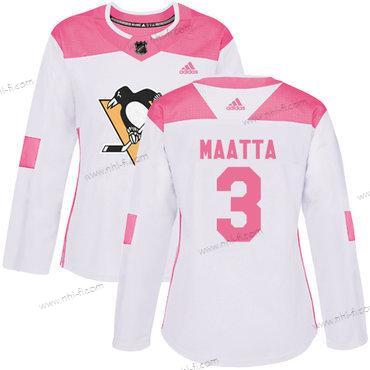 Adidas Pittsburgh Penguins #3 Olli Maatta Valkoinen Pinkki Aito Ommeltu NHL Paita – Naisten