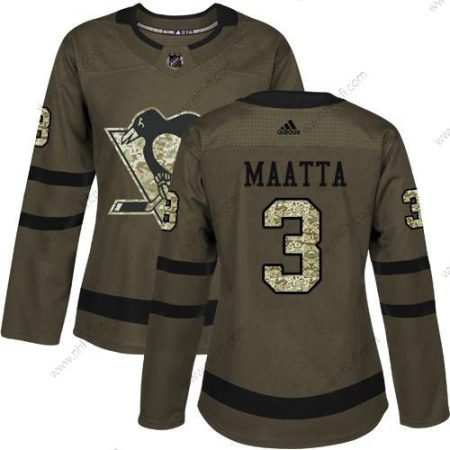 Adidas Pittsburgh Penguins #3 Olli Maatta Vihreä Salute to Service Ommeltu NHL Paita – Naisten