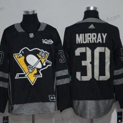 Adidas Pittsburgh Penguins #30 Matt Murray Musta 100th Vuosipäivä Ommeltu NHL 2017 Jääkiekko Paita – Miesten