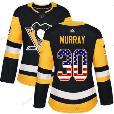 Adidas Pittsburgh Penguins #30 Matt Murray Musta Kotiottelu Aito USA Flag Ommeltu NHL Paita – Naisten