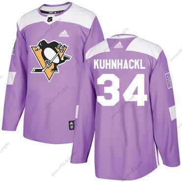 Adidas Pittsburgh Penguins #34 Tom Kuhnhackl Violetti Aito Taistelee syöpää vastaan Ommeltu NHL Paita – Miesten