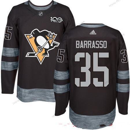 Adidas Pittsburgh Penguins #35 Tom Barrasso Musta 100th Vuosipäivä Ommeltu NHL 2017 Jääkiekko Paita – Miesten